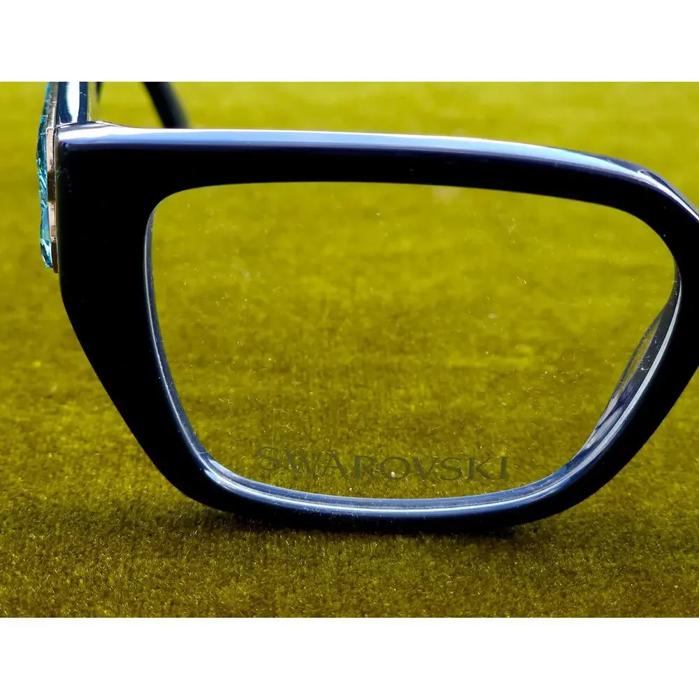 Swarovski NWT SK5446 090 Shiny Blue Crystal Temple Eyeglasses w/ Case